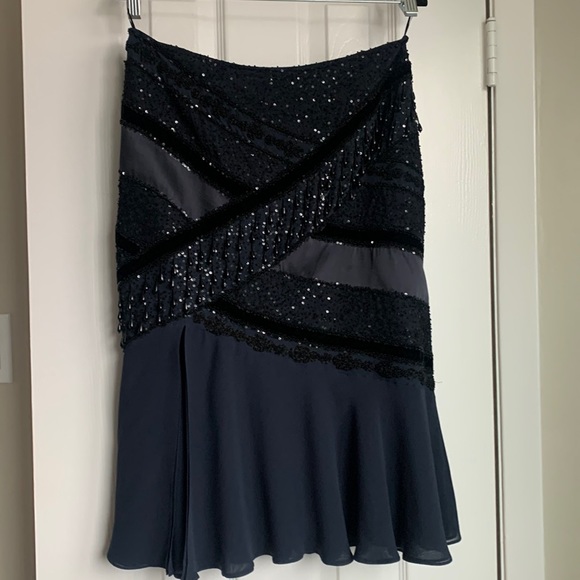 Escada 100% Silk Navy Embellished Skirt **RARE FIND** - Picture 1 of 9